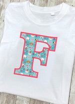 Blue Doggy Celebration T-Shirt Letter F