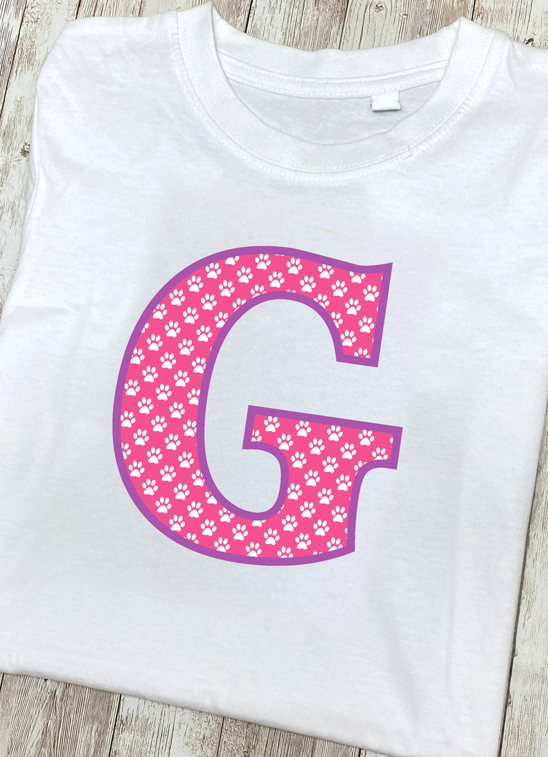 Pink Paws T-Shirt Letter G