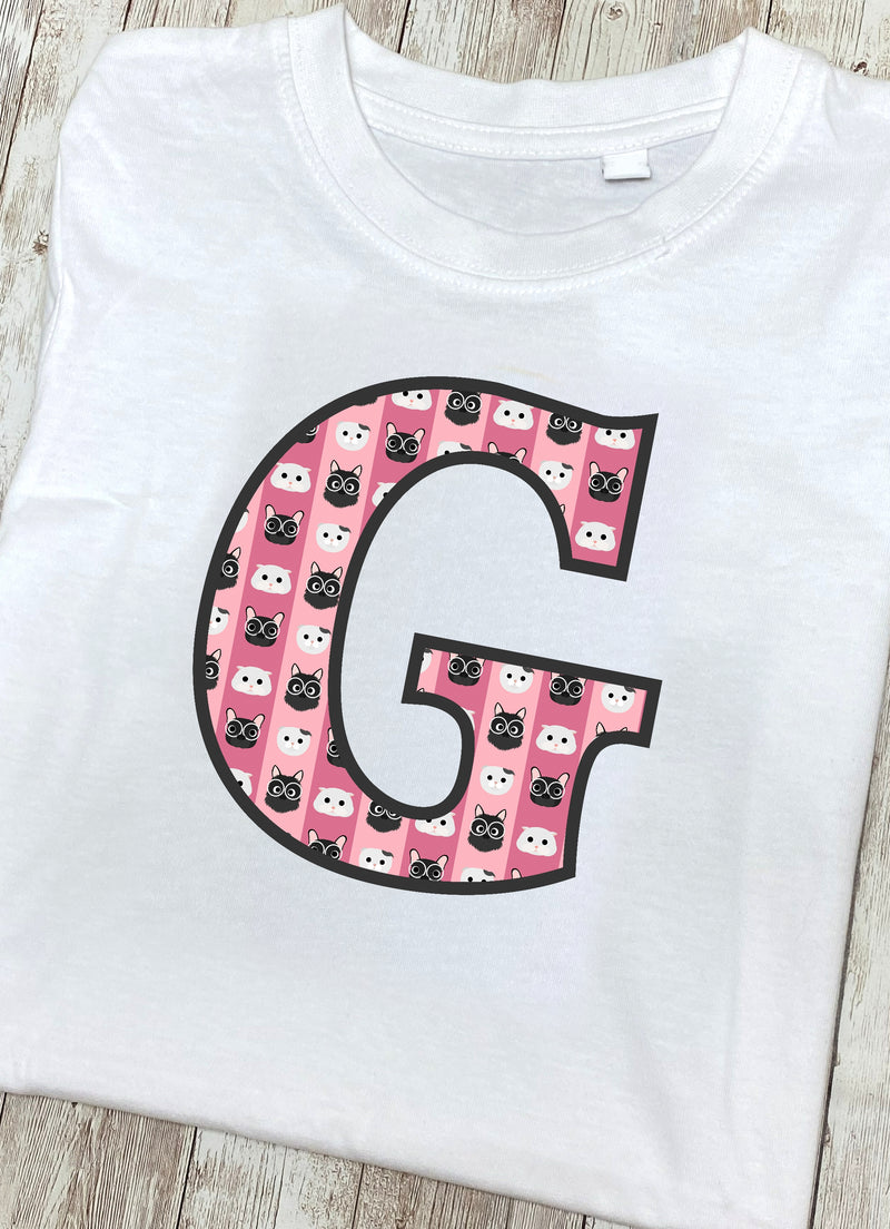 Pink Cats T-Shirt Letter G