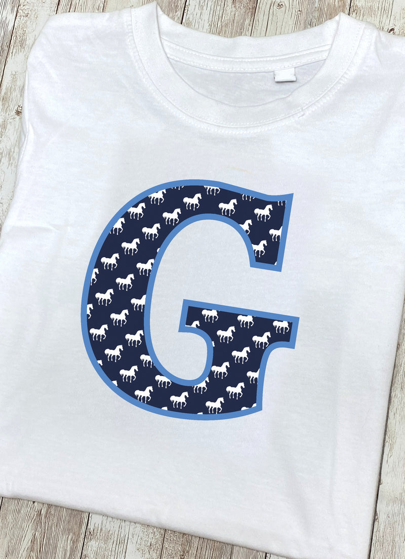 Blue Horse T-Shirt Letter G