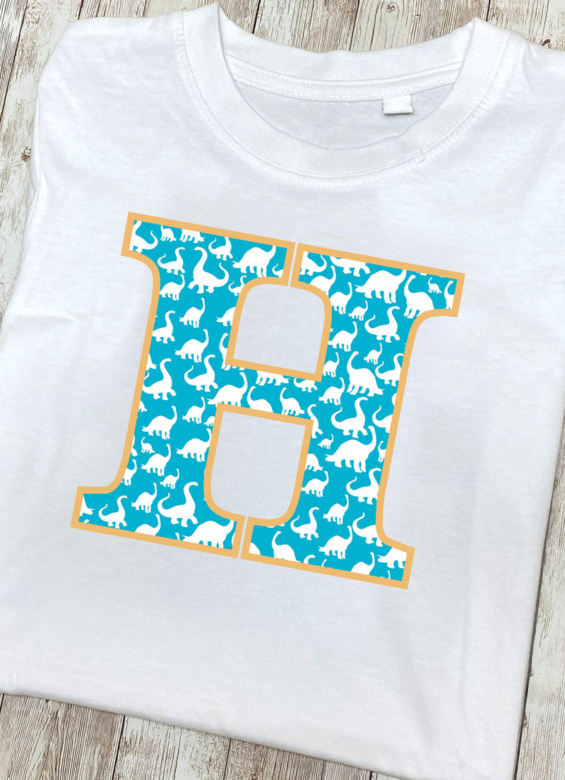 Blue Dinosaur T-Shirt Letter H