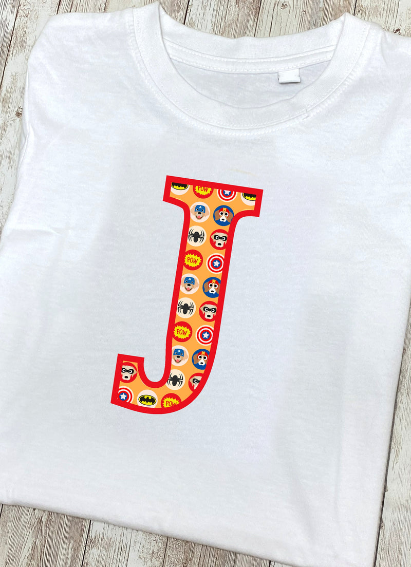 Orange Pet Superheroes T-Shirt Letter J