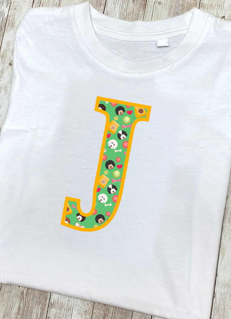 Doodle Dogs T-Shirt Letter J