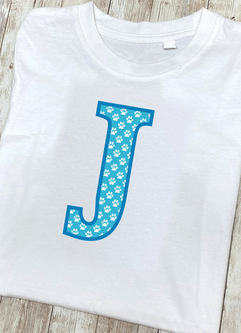 Blue Paws T-Shirt Letter J