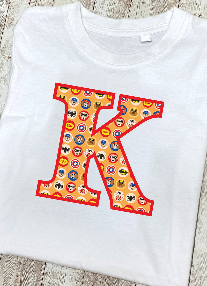 Orange Pet Superheroes T-Shirt Letter K