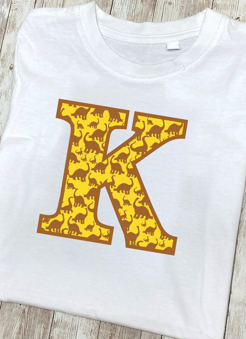 Yellow Dinosaur T-Shirt Letter K