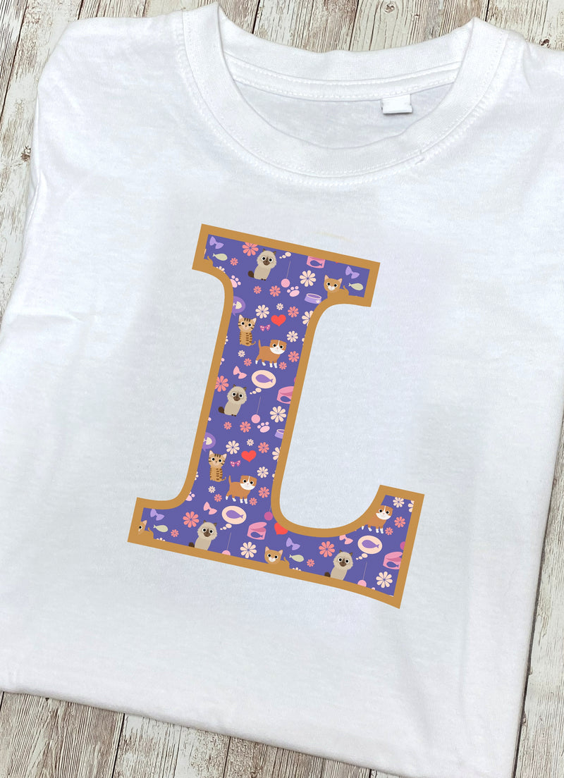 Purple Cats T-Shirt Letter L