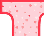 Pink Hearts T-Shirt Letter L