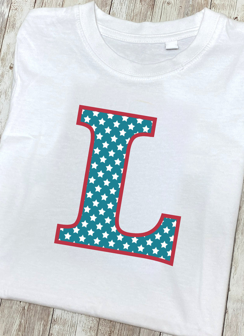 Blue Stars Letter L T Shirt