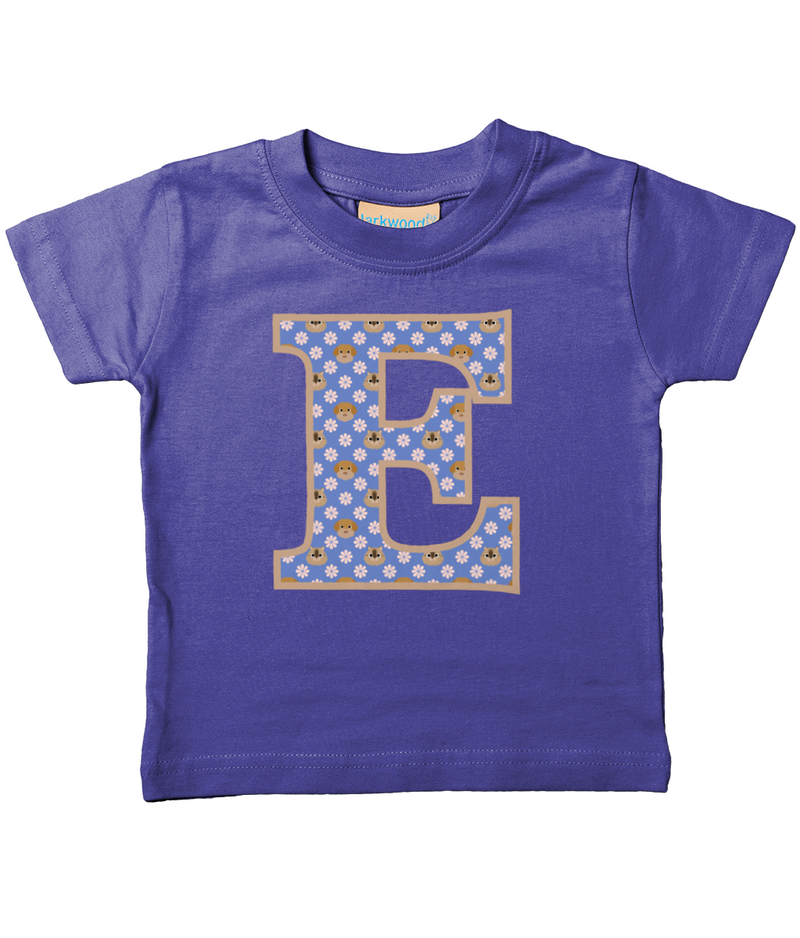 Purple Dogs And Cats Letter E T Shirt