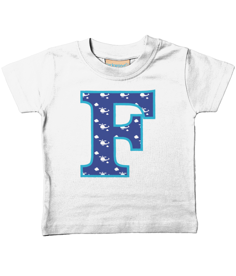 Blue Helicopter Letter F T Shirt