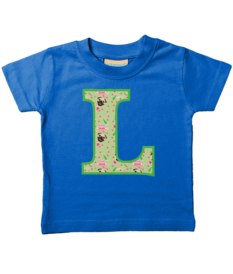 Green Pug T-Shirt Letter L