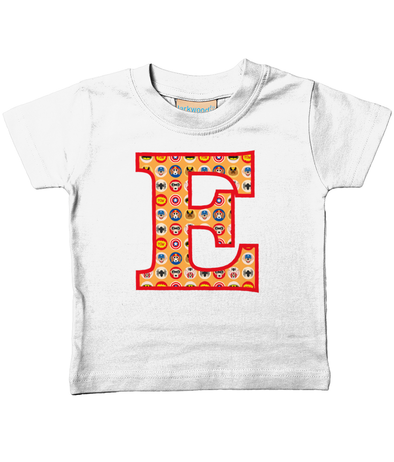 Orange Pet Superheroes T-Shirt Letter E