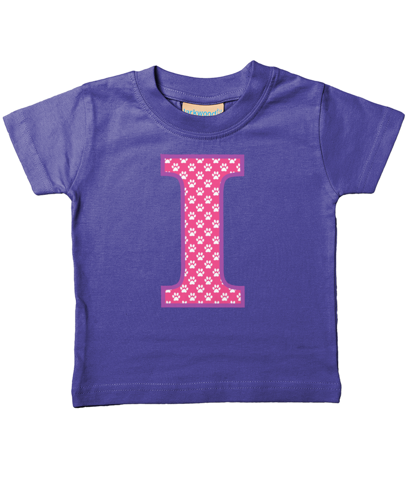 Pink Paws T-Shirt Letter I