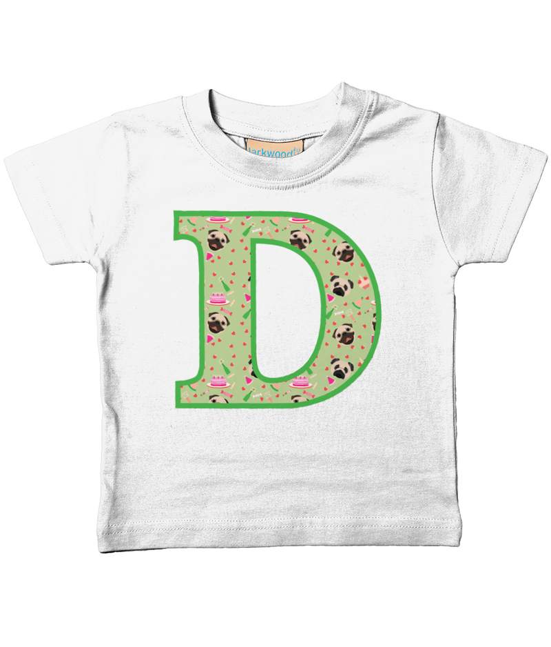 Green Pug T-Shirt Letter D