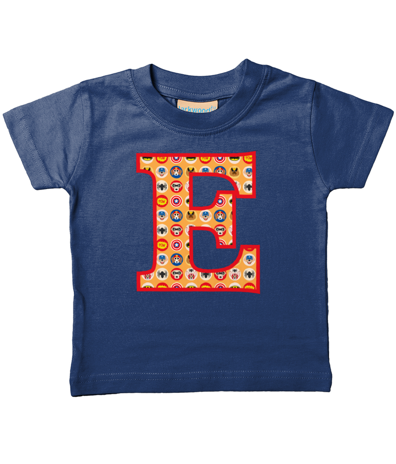 Orange Pet Superheroes T-Shirt Letter E