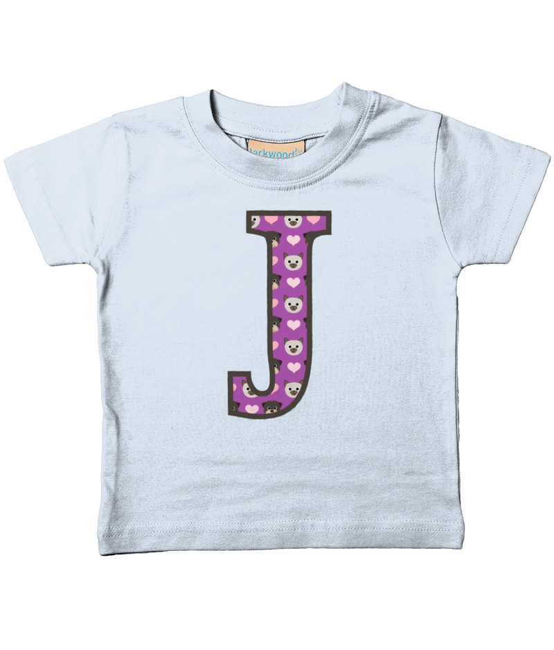 Purple Dog And Cat Love Letter J T Shirt