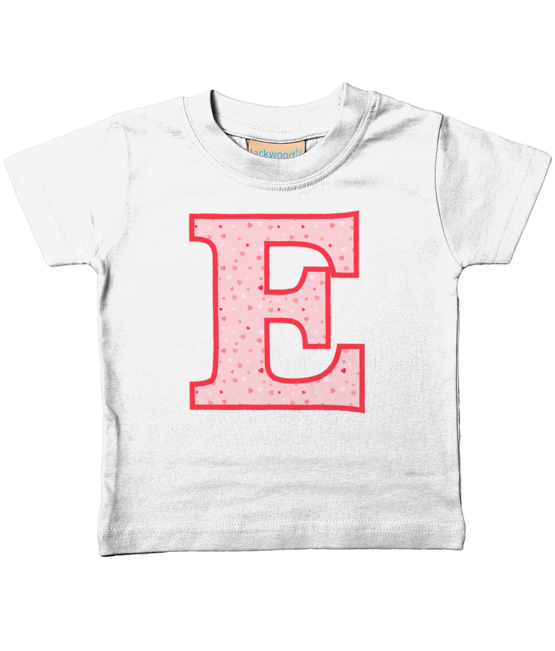 Pink Hearts T-Shirt Letter E