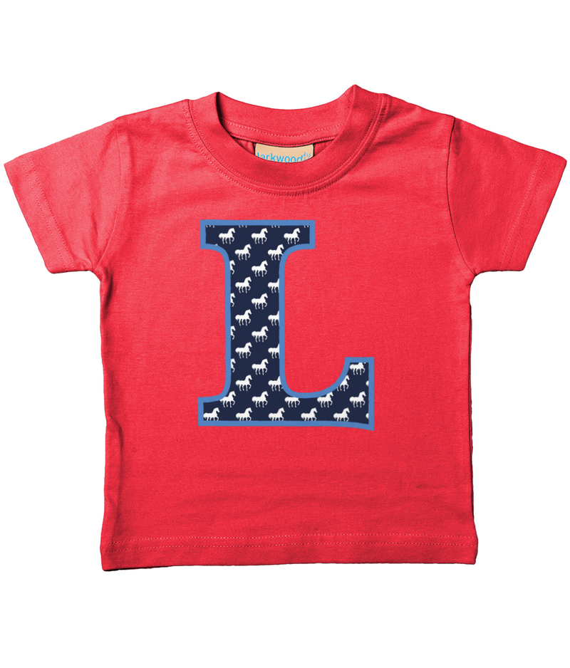 Blue Horse T-Shirt Letter L