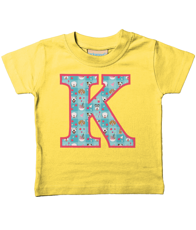 Blue Doggy Celebration T-Shirt Letter K