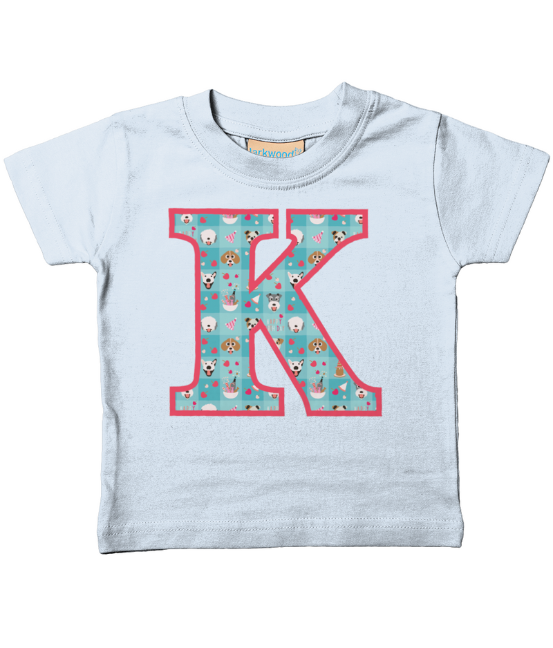 Blue Doggy Celebration T-Shirt Letter K