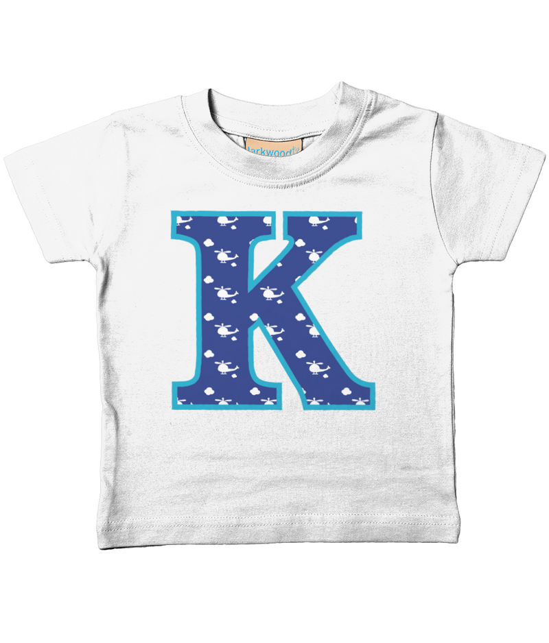 Blue Helicopter Letter K T Shirt