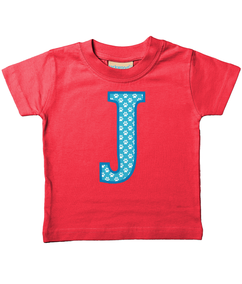 Blue Paws T-Shirt Letter J