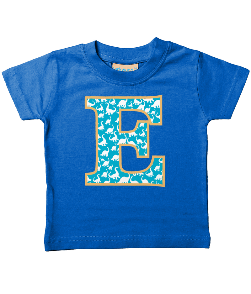 Blue Dinosaur T-Shirt Letter E